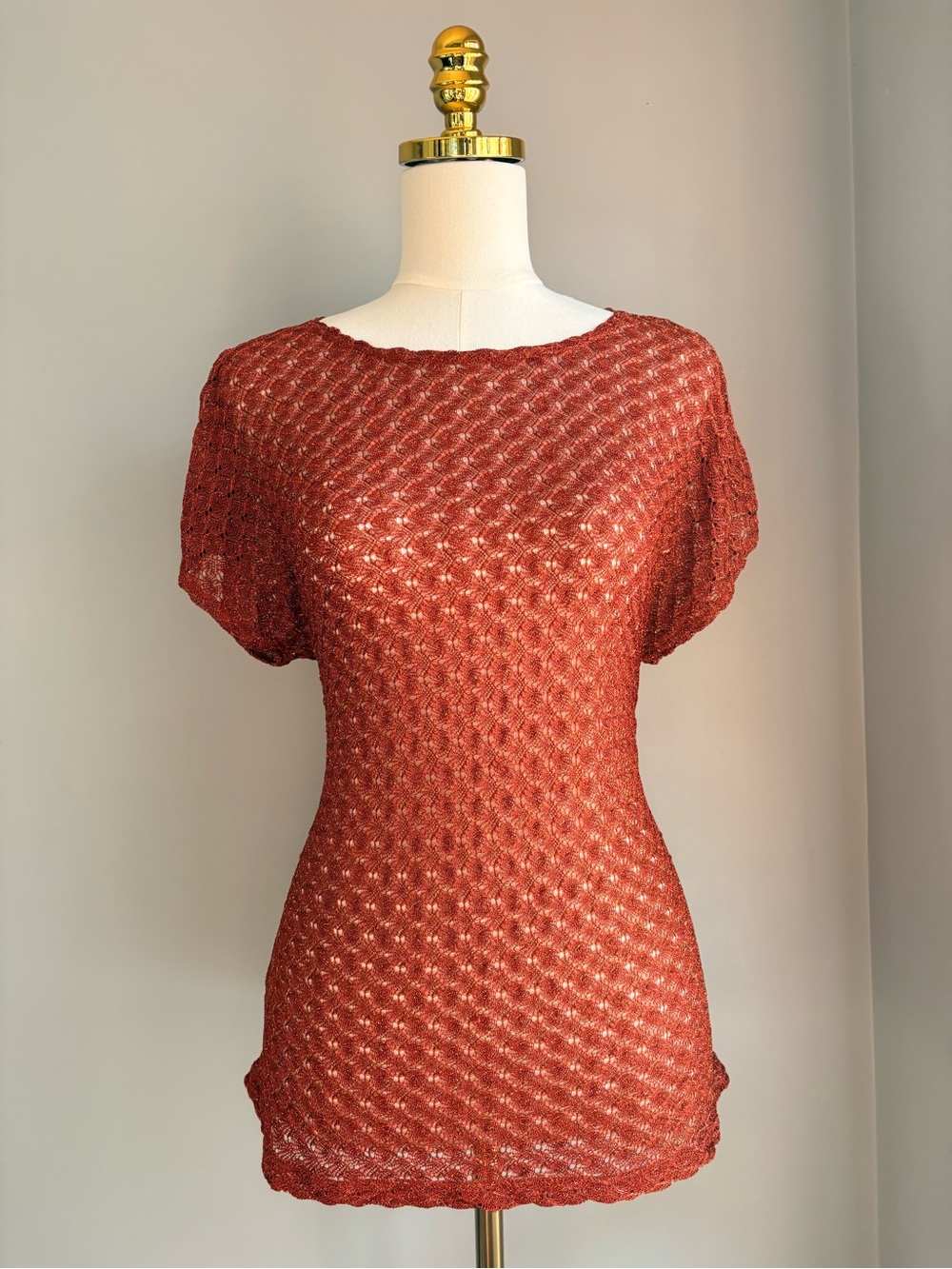 Suzan Graver Women's Rust Knit Short-Sleeve Top